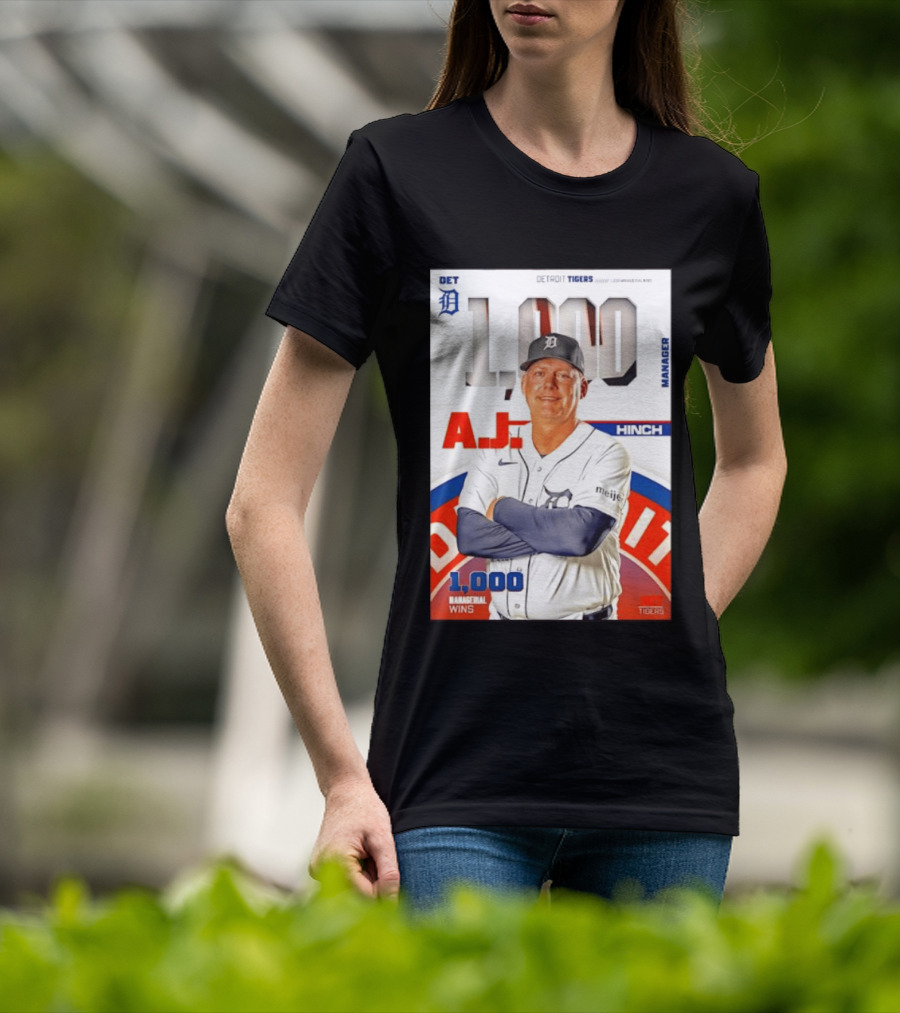 DET Detroit Tigers A.J. Hinch 1000 Managerial Wins T-Shirt