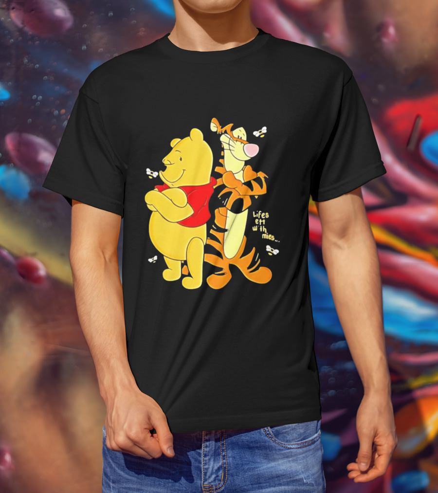 Lifes Better With Homies Winnie The Pooh And Tigger Bees T-Shirt