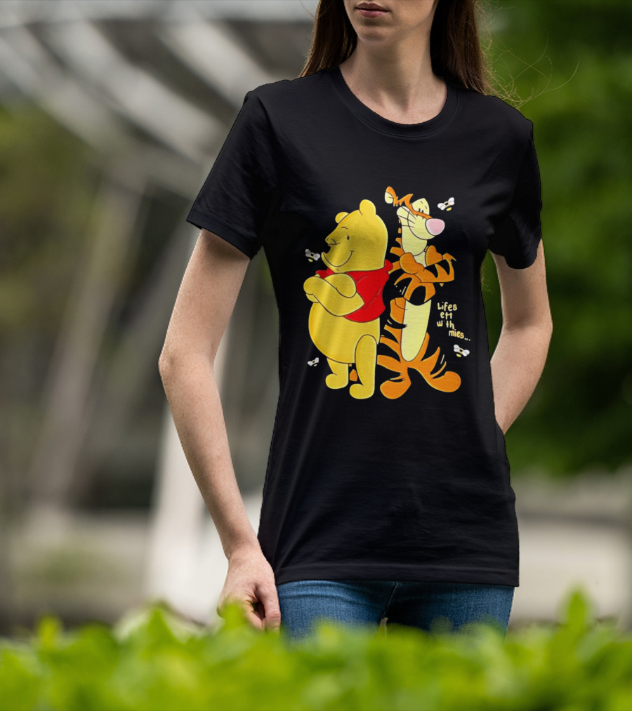 Lifes Better With Homies Winnie The Pooh And Tigger Bees T-Shirt