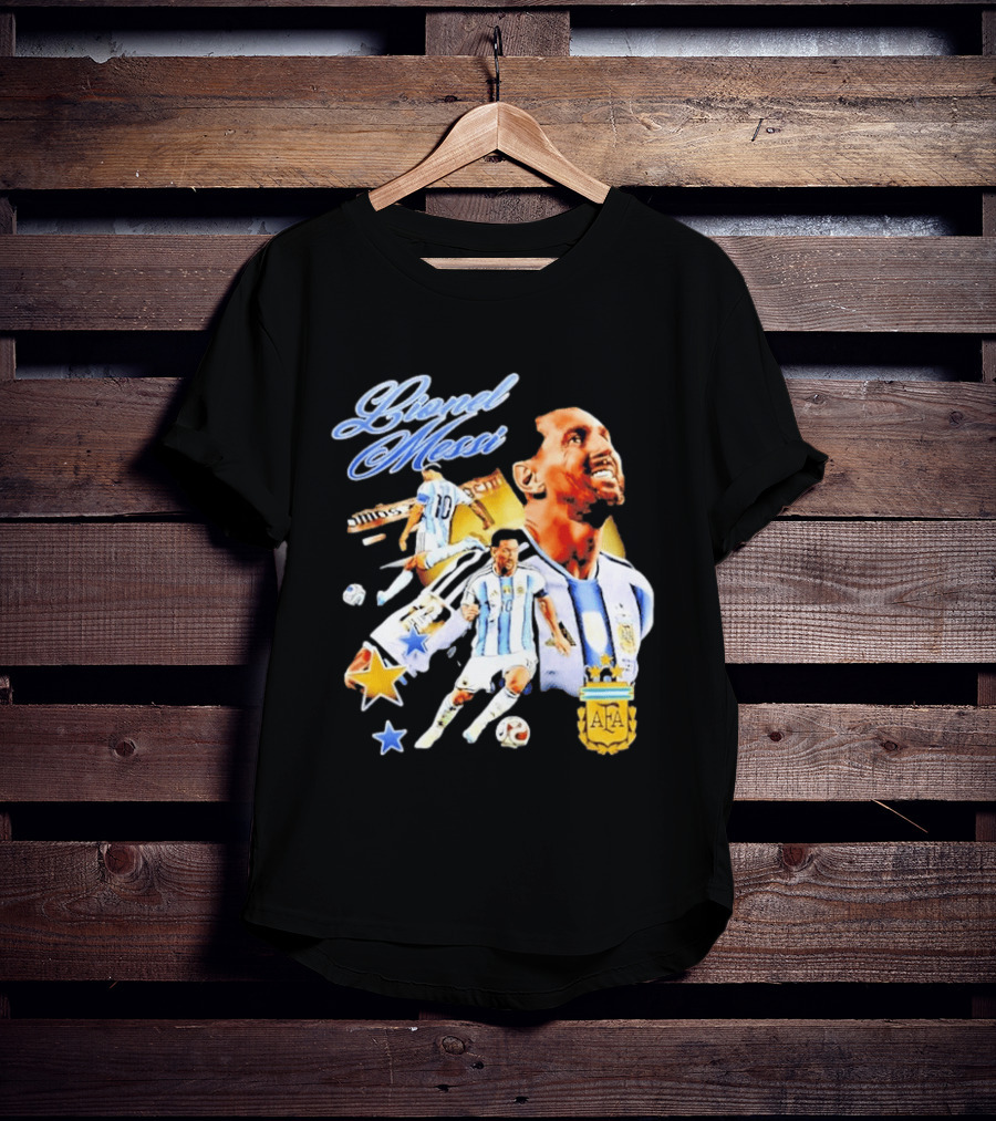 Lionel Messi Argentina National Football Team AFA Striker Soccer Star Blue White Kit T-Shirt