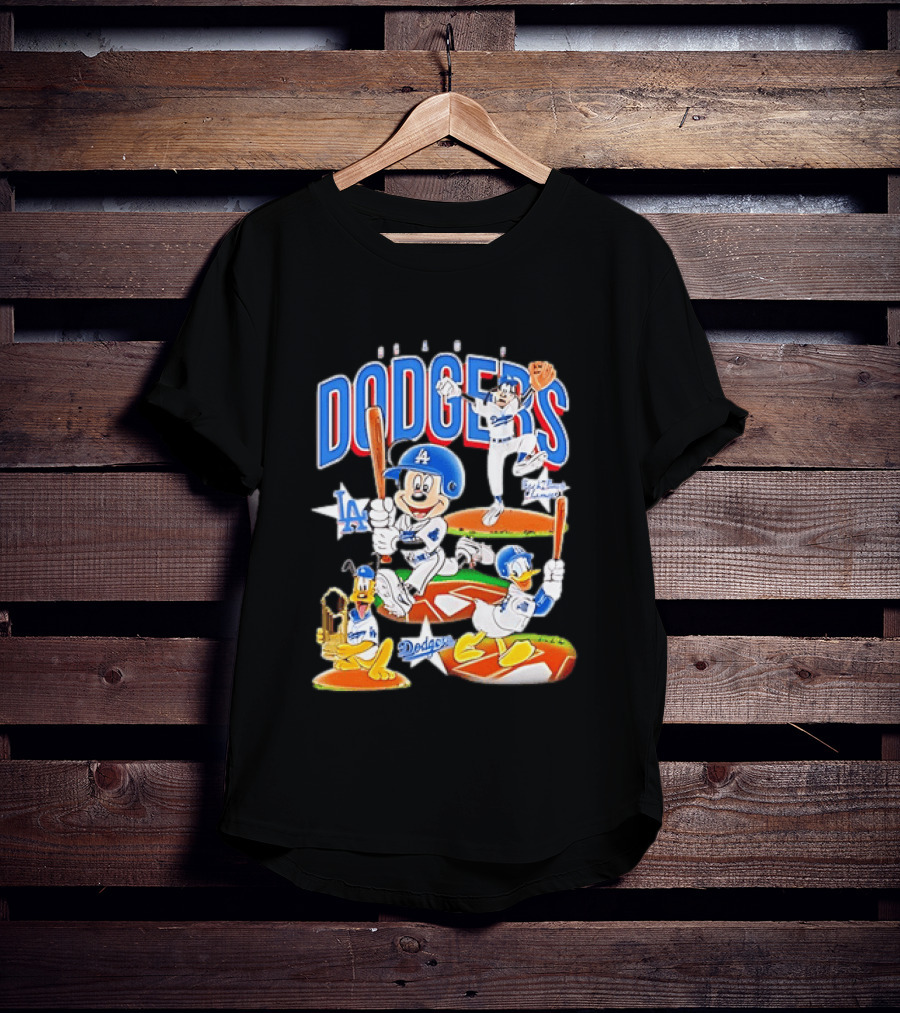 MOONLANDGOODS 2020 Mickey Goofy Pluto Donald Baseball Team Los Angeles Dodgers T-Shirt