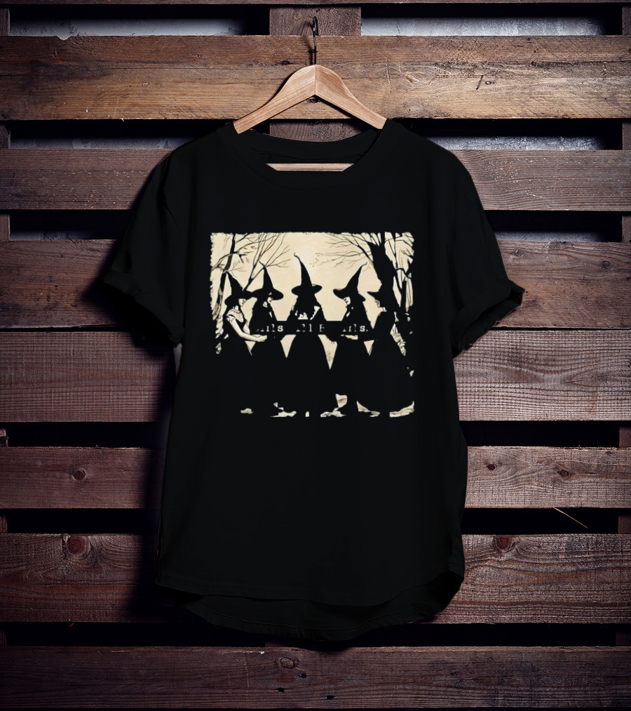 Witch Girls Will Be Girls Tree Silhouettes And Stars T-Shirt