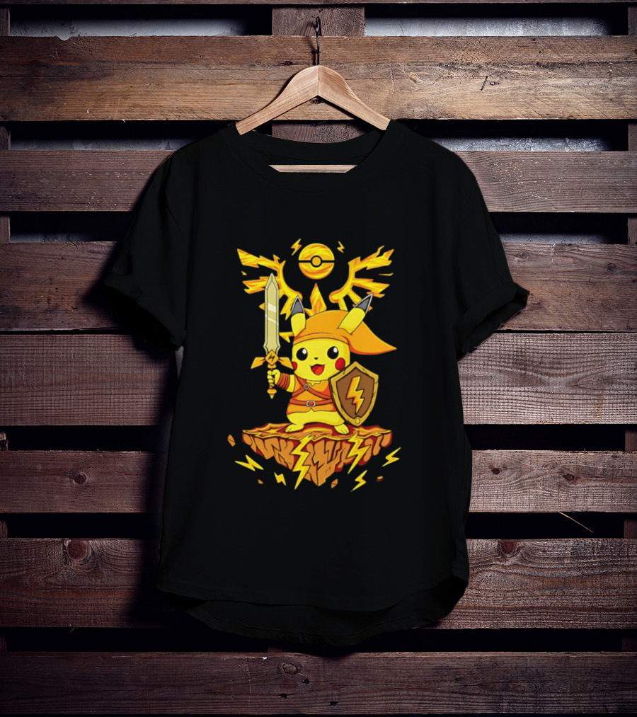 Pikachu Of Link Legend Of Electric Sword And Lightning Shield T-Shirt