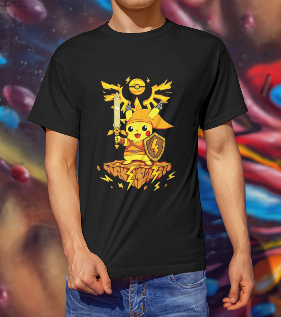 Pikachu Of Link Legend Of Electric Sword And Lightning Shield T-Shirt