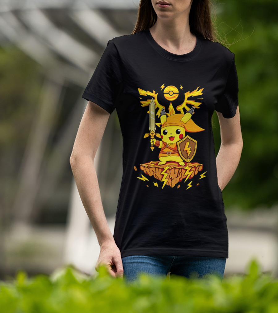 Pikachu Of Link Legend Of Electric Sword And Lightning Shield T-Shirt