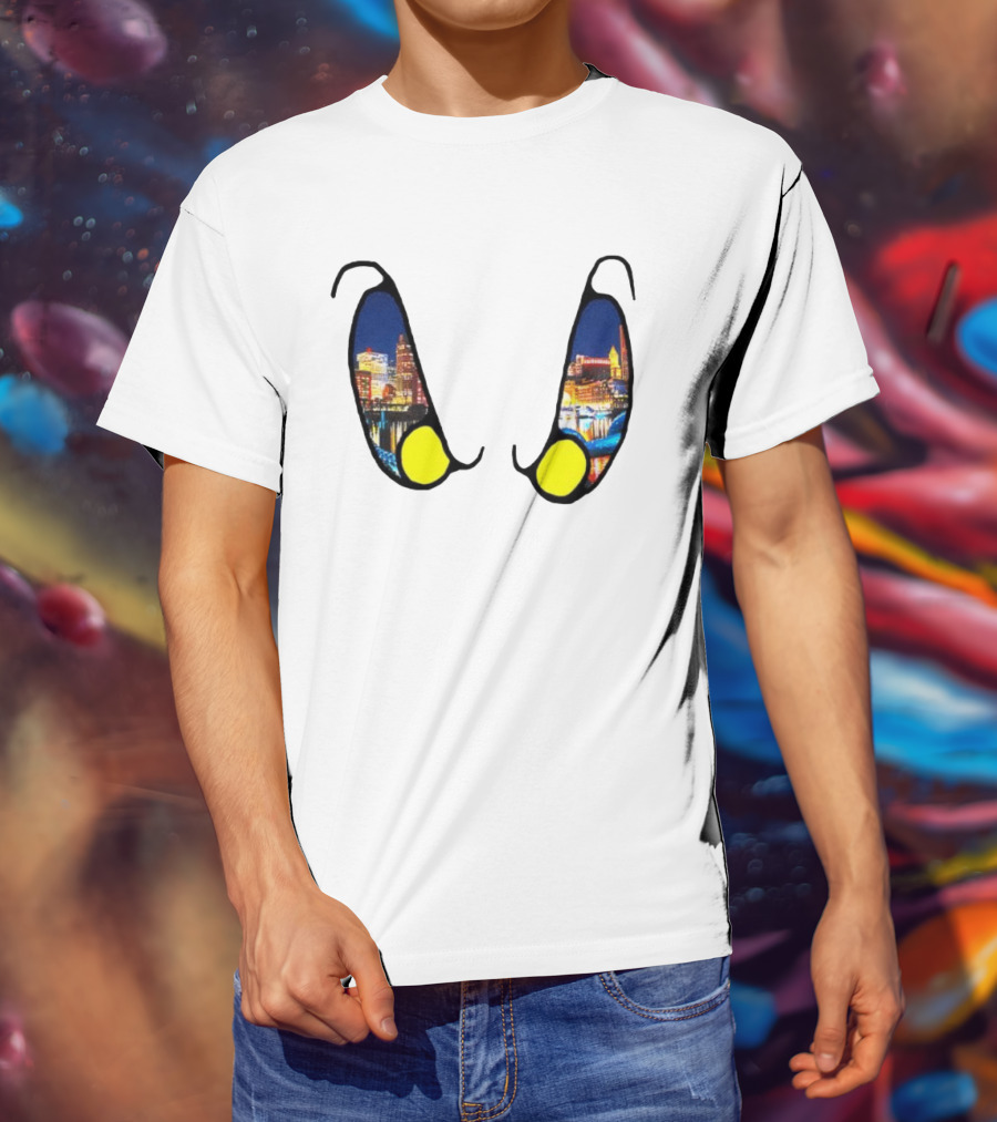 Boston Nightlife Cityscape Reflection In Eyes T-Shirt