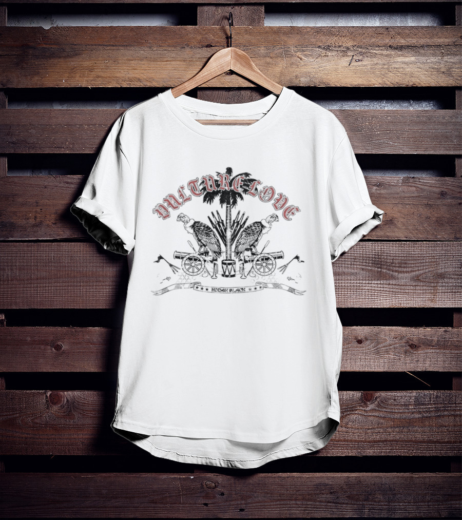 Vulture Love Cannons Palm Trees Black And White T-Shirt