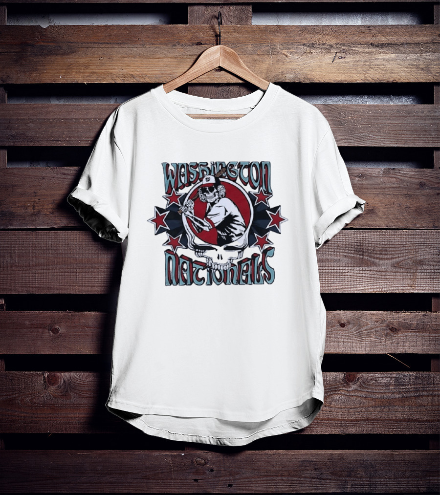 Nostalgic Washington Nationals Baseball Skeleton Batter Star T-Shirt