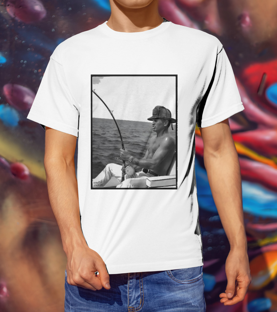 Paul Newman Fishing Wrk Hrd Ply Hrd HARRISON1973 T-Shirt