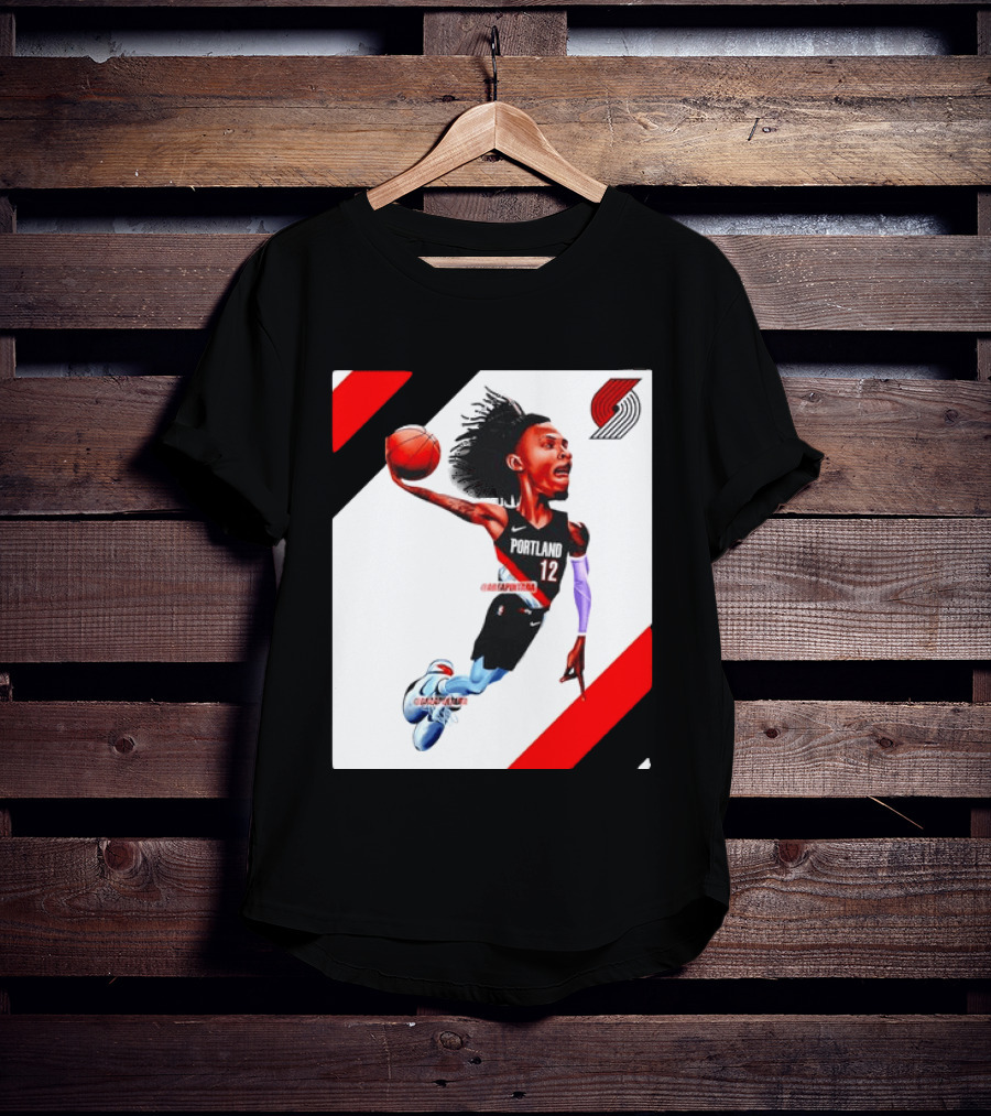 Portland Trail Blazers Ja Morant Crossover Art Dunking Basketball Player Jersey 12 T-Shirt