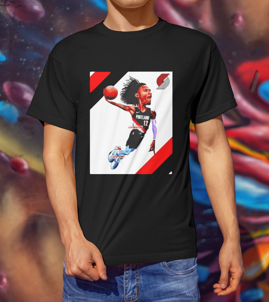 Portland Trail Blazers Ja Morant Crossover Art Dunking Basketball Player Jersey 12 T-Shirt