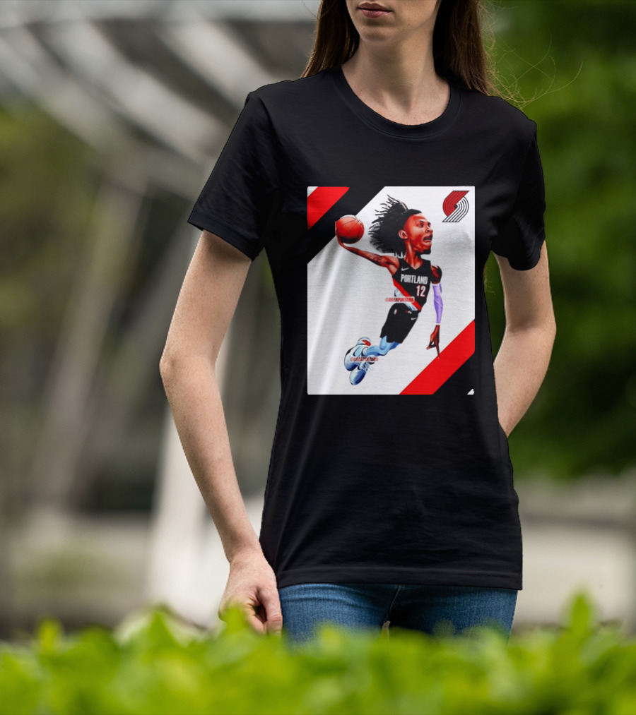 Portland Trail Blazers Ja Morant Crossover Art Dunking Basketball Player Jersey 12 T-Shirt