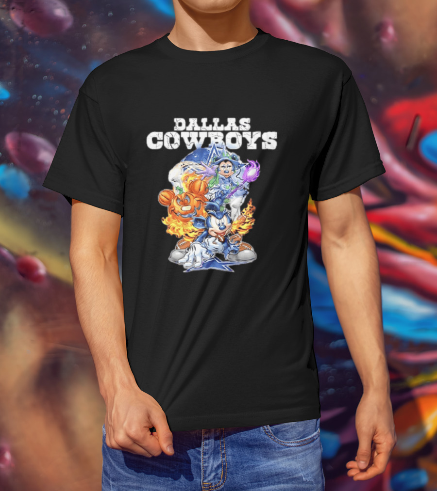 Dallas Cowboys Disney Halloween Mickey Pumpkin Magic Collaboration T-Shirt