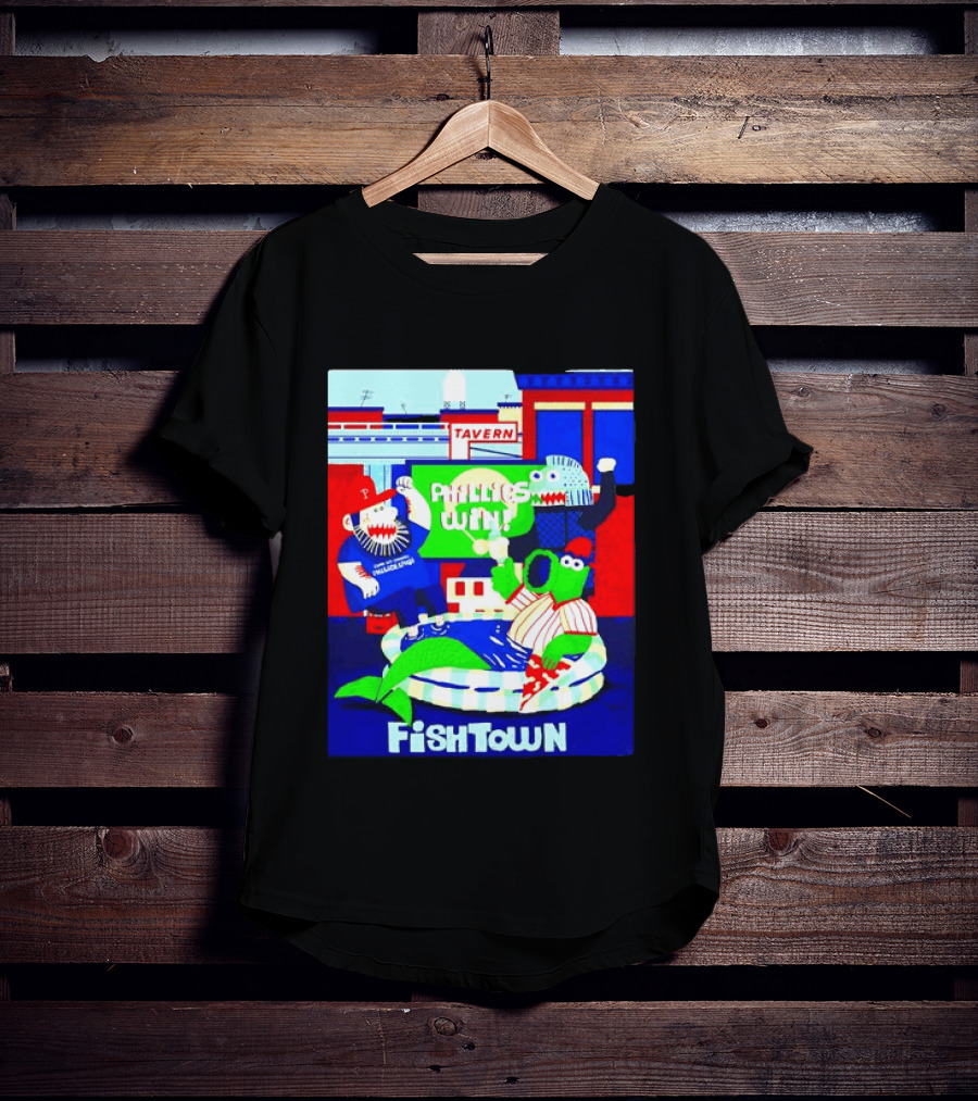 Phillies Win City Of Neighborhoods Fishtown Phillies Phanatic Tavern Scene T-Shirt