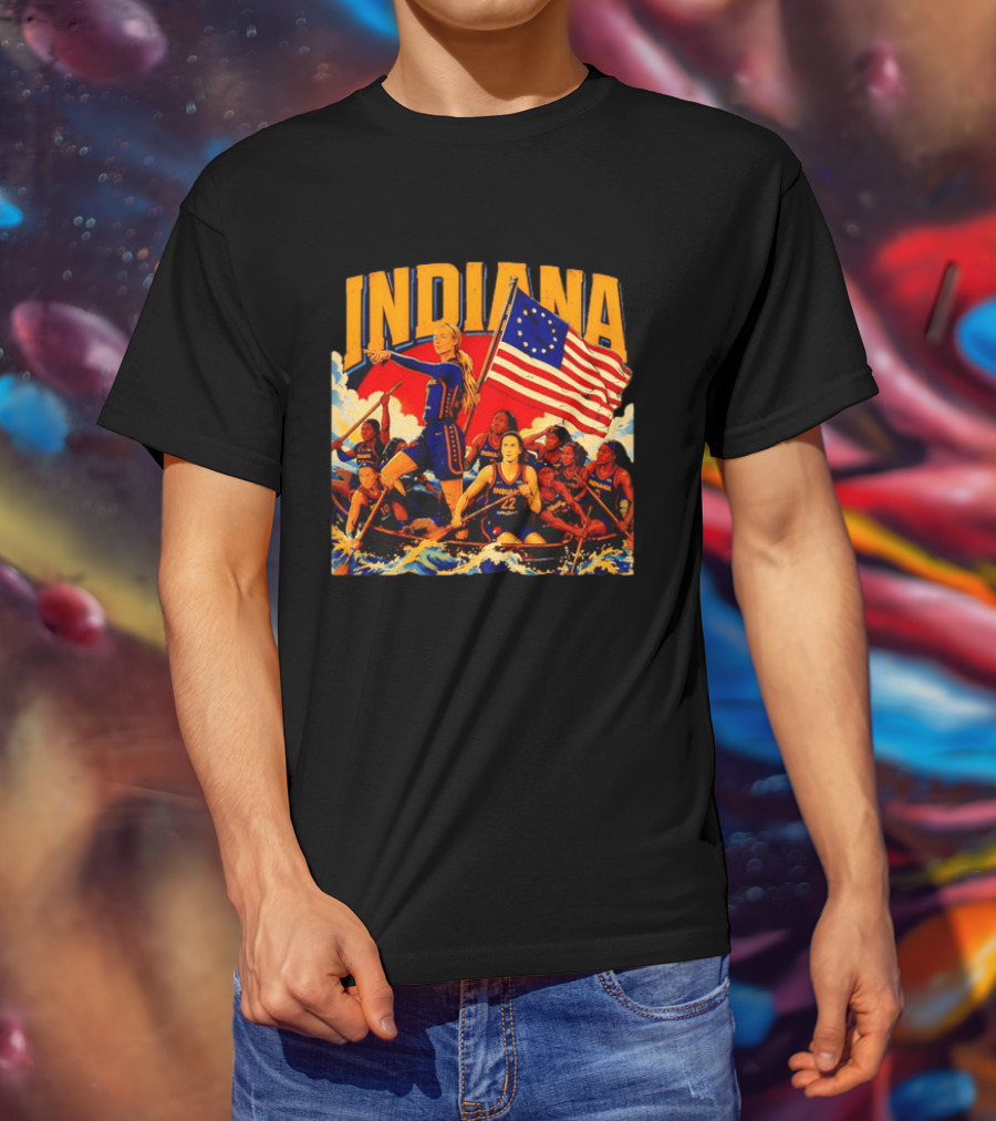 Indiana Basketball Team Sophie Cunningham Crossing The Delaware Flag T-Shirt