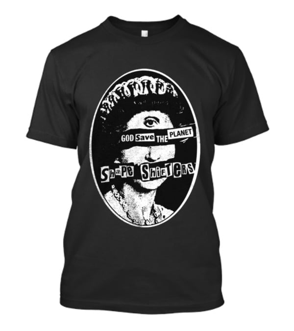 God Save The Planet Shape Shifters Queen Elizabeth Iconic Collage T-Shirt