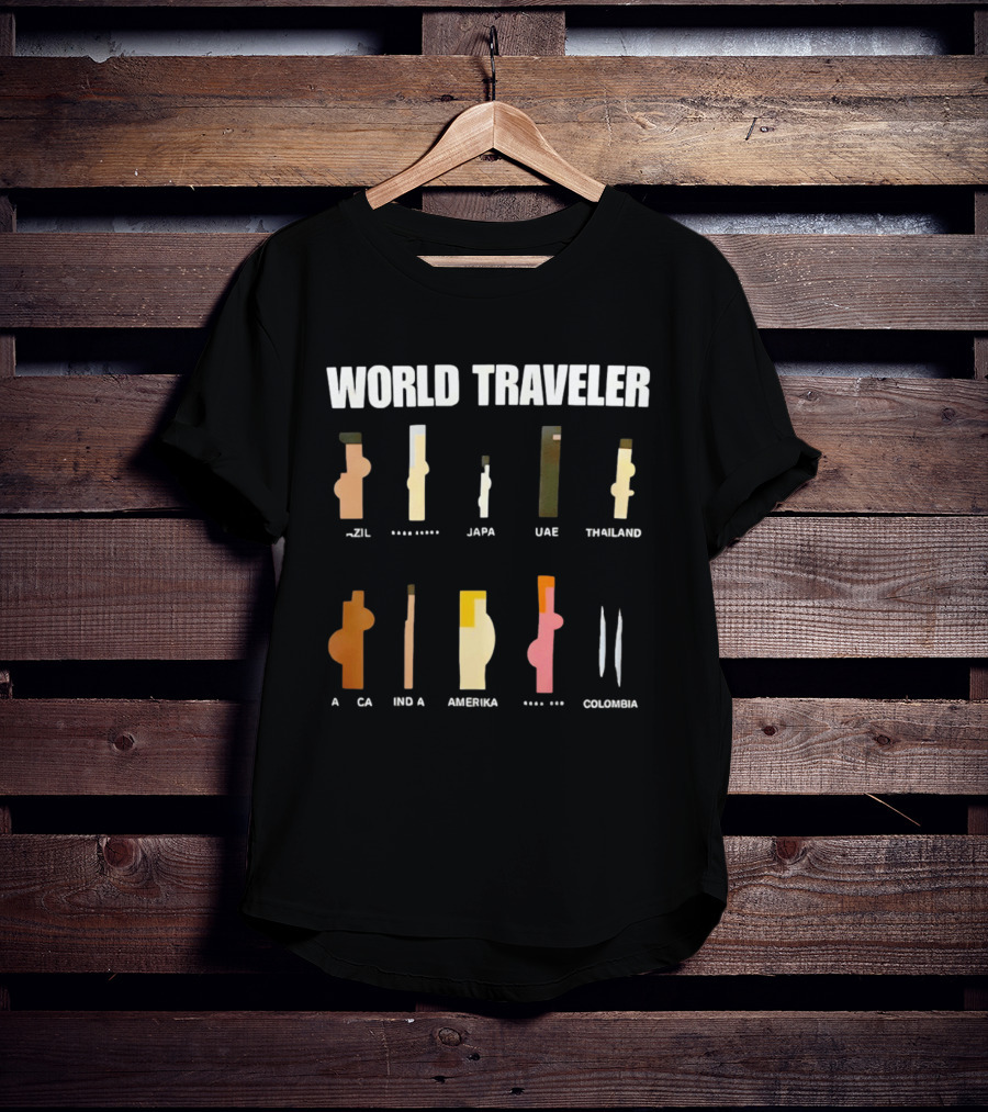 World Traveler Brazil Japan UAE Thailand Africa India America Colombia 2026 T-Shirt