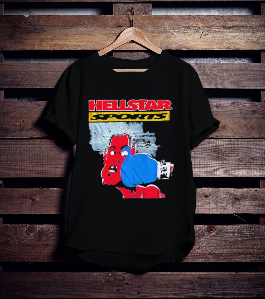 HELLSTAR SPORTS Punching Devil Cartoon Boxing Blue Glove T-Shirt