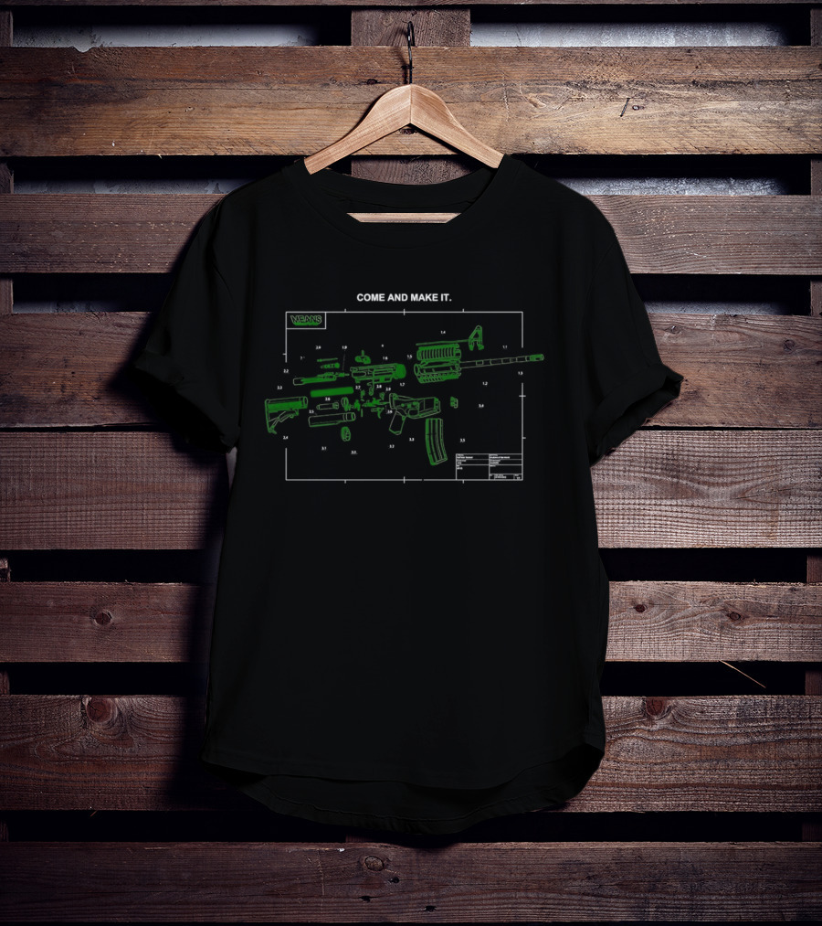 Schematic Your Own AR15 Rifle Parts Diagram T-Shirt