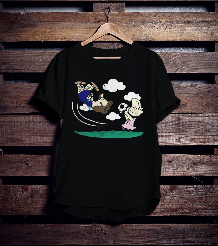 Ted And Rebecca Lucy Van Pelt Lassonuts Peanuts Football Kick T-Shirt