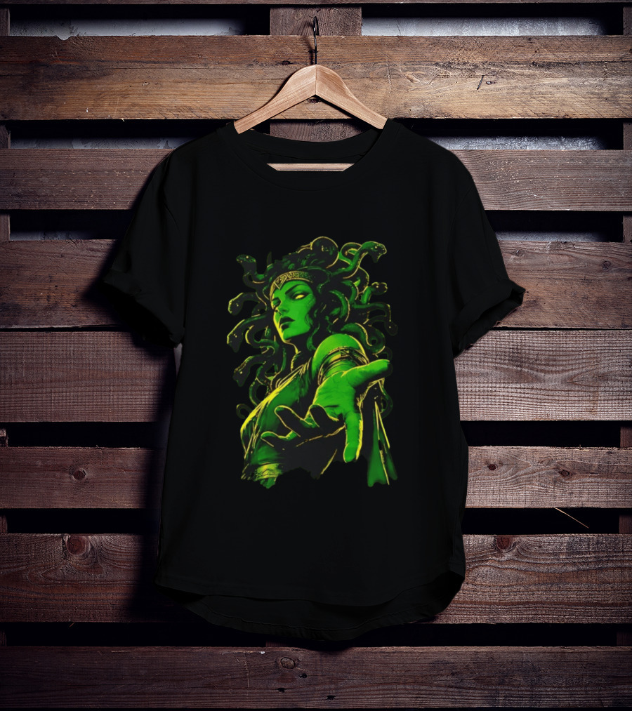 Medusa Mythology You Won't Feel A Thing Green Aura Serpent Hair T-Shirt