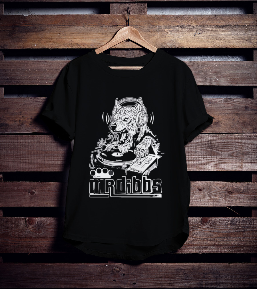 Mr Dibbs Werewolf DJ Sound Wave Technics 1200 Turntable T-Shirt