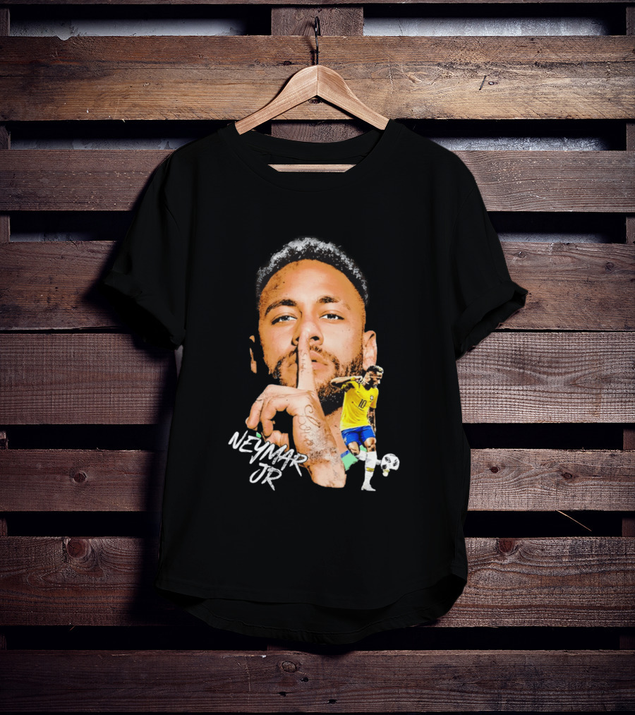 Neymar Jr Brazil National Team Shhh Soccer Collage T-Shirt