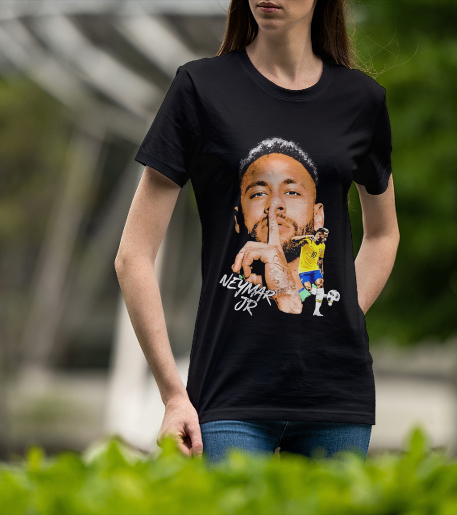Neymar Jr Brazil National Team Shhh Soccer Collage T-Shirt