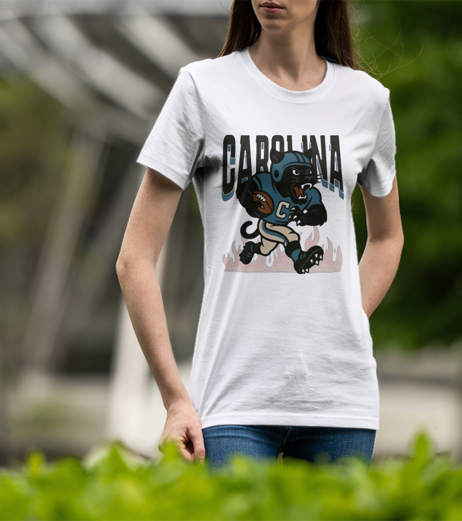 Carolina Panther Football Player Running With Ball T-Shirt