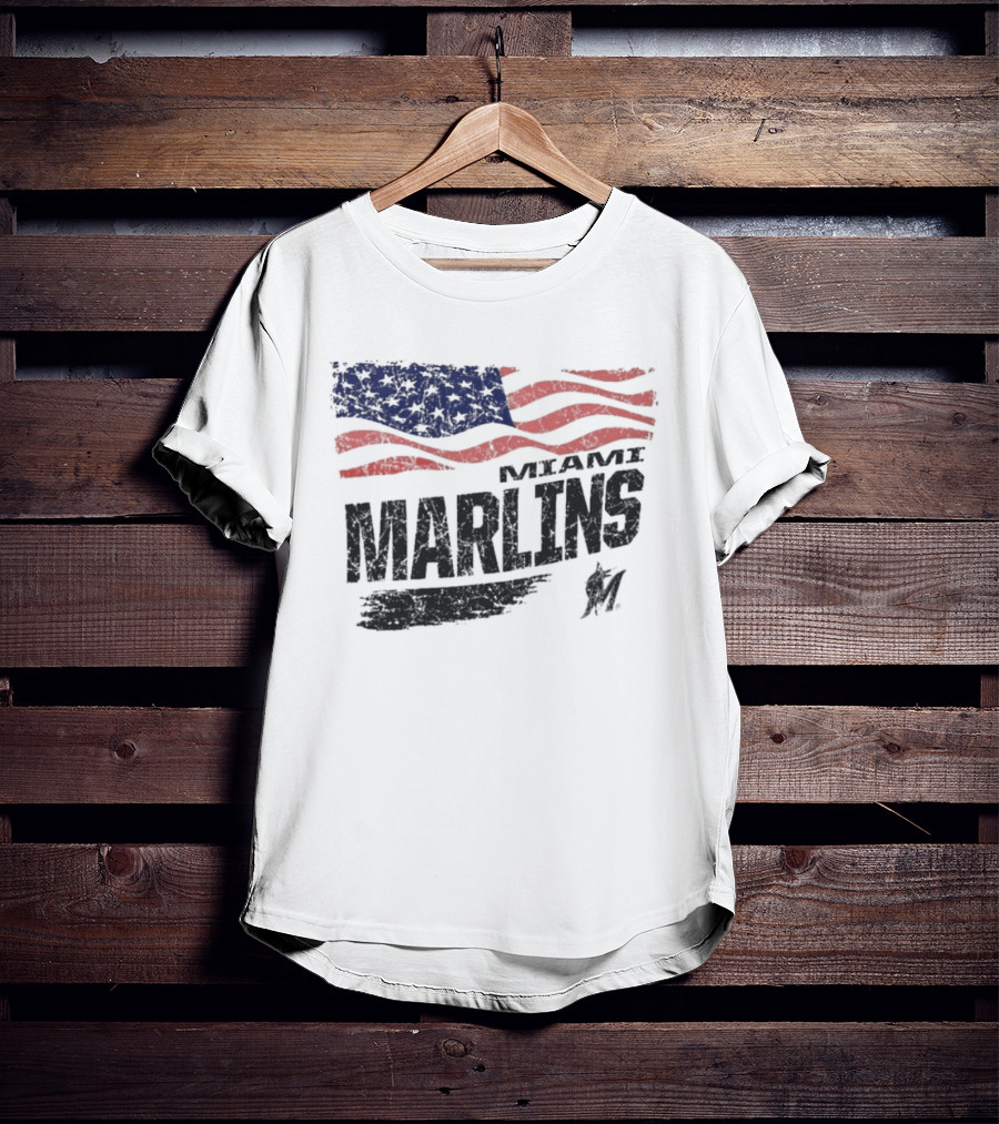 Miami Marlins MLB United States Flag T-Shirt