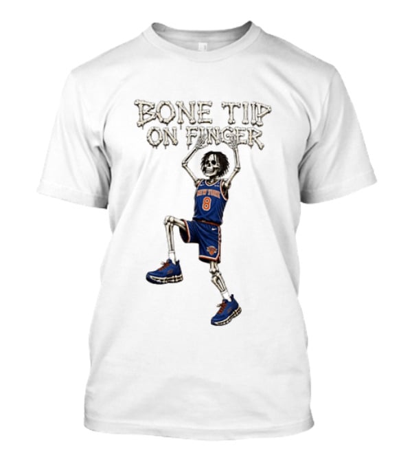 New York Knicks Bone Tip On Finger Skeleton Jersey Number 8 T-Shirt