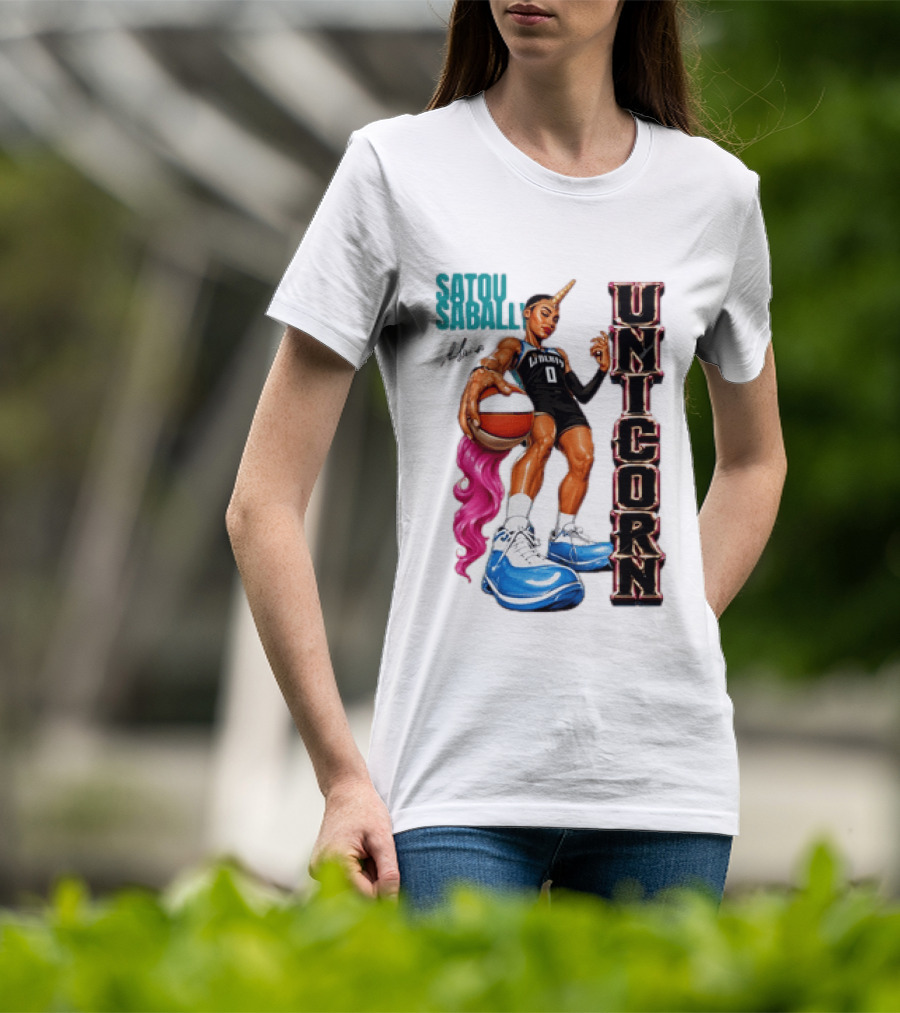 Satou Sabally New York Liberty Unicorn Basketball Player With Ball T-Shirt
