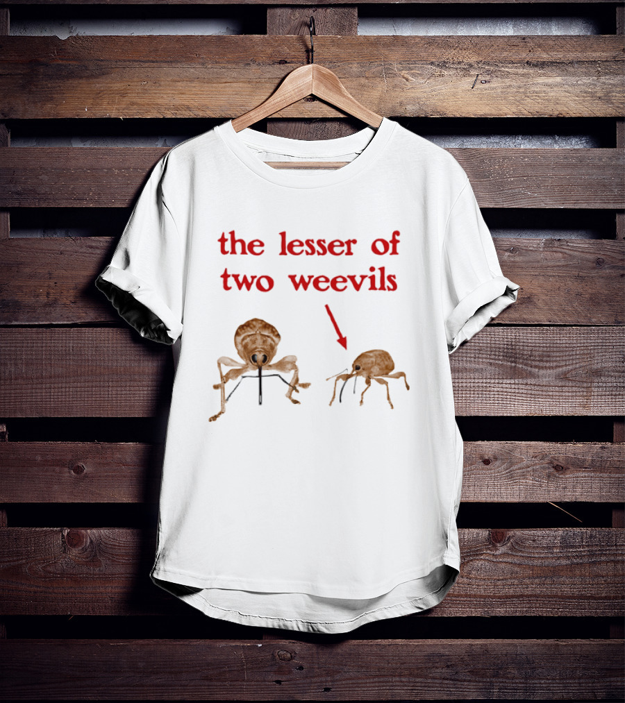 The Lesser Of Two Weevils Insect Pun With Two Illustrated Bugs T-Shirt