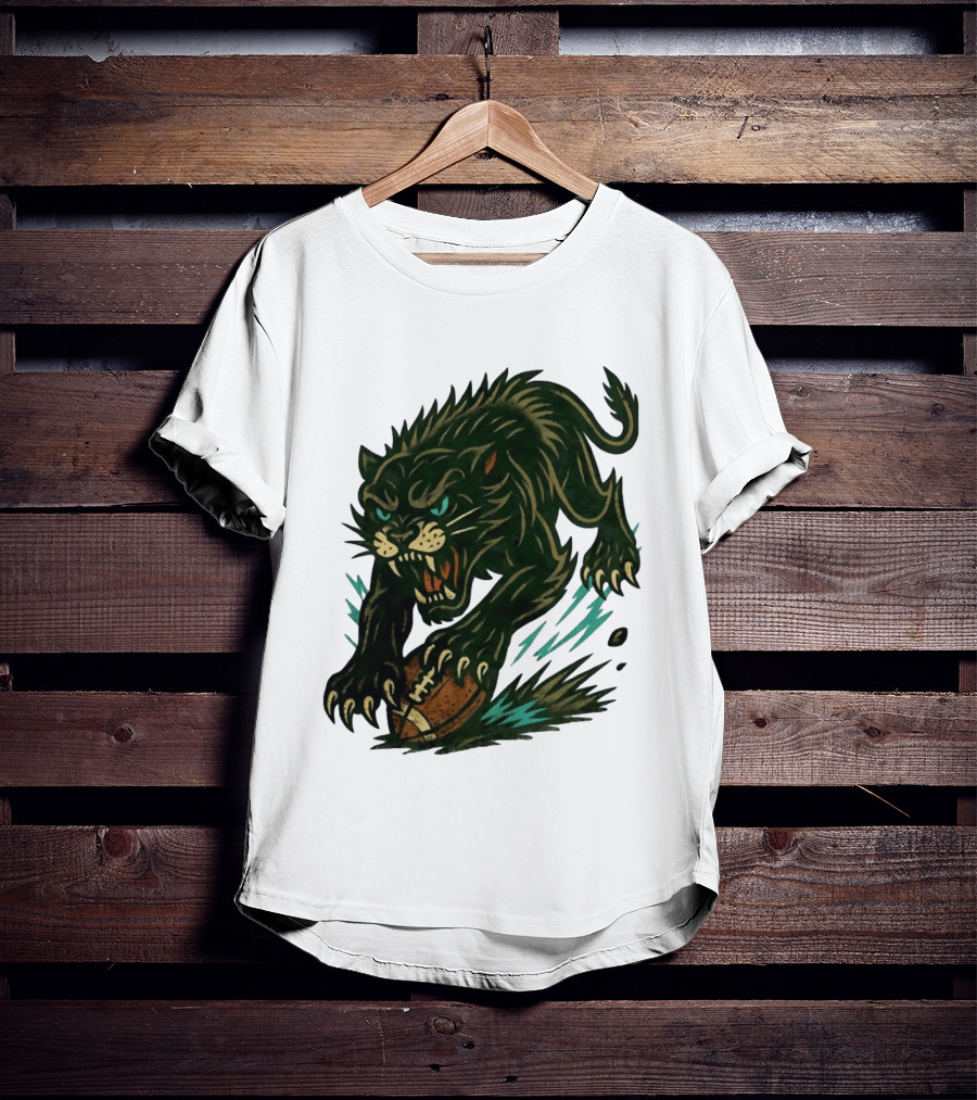 Panther Rushing Football Athletic Team Dynamic Action T-Shirt