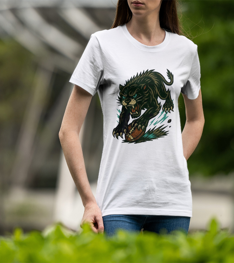 Panther Rushing Football Athletic Team Dynamic Action T-Shirt