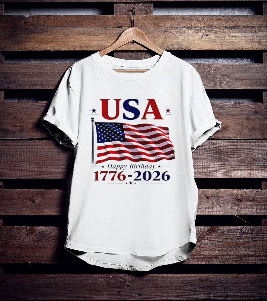 USA Flag Happy Birthday 1776 2026 T-Shirt