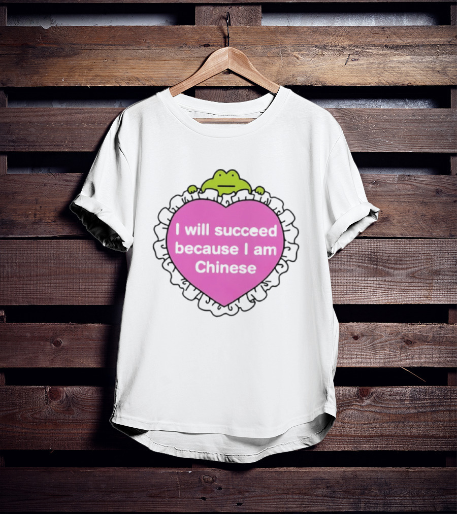 I Will Succeed Because I Am Chinese Pink Heart Frog T-Shirt