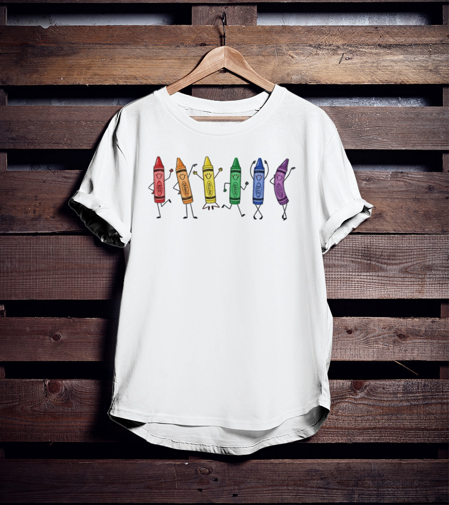 Red Orange Yellow Green Blue Violet Crayon Colors Characters T-Shirt