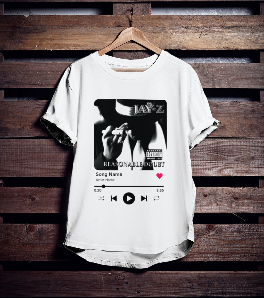 Jay Z Reasonable Doubt Song Name Artist Name Parental Advisory Explicit Content Iconic Album Cover T-Shirt