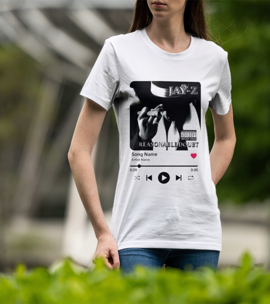 Jay Z Reasonable Doubt Song Name Artist Name Parental Advisory Explicit Content Iconic Album Cover T-Shirt