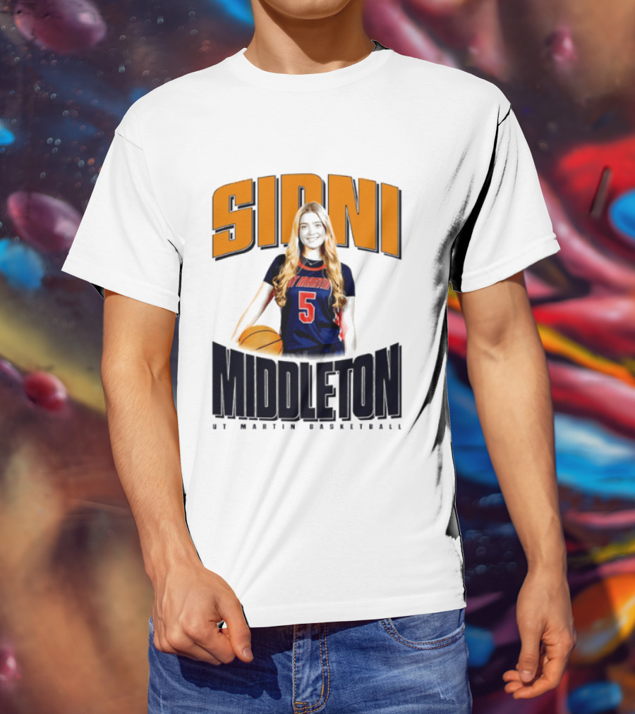 Sidni Middleton 5 UT Martin Skyhawks Basketball T-Shirt