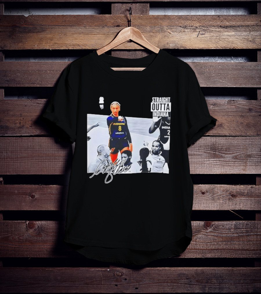 Caitlin Clark Pointing Indiana Fever Basketball Player Straight Outta Indiana T-Shirt