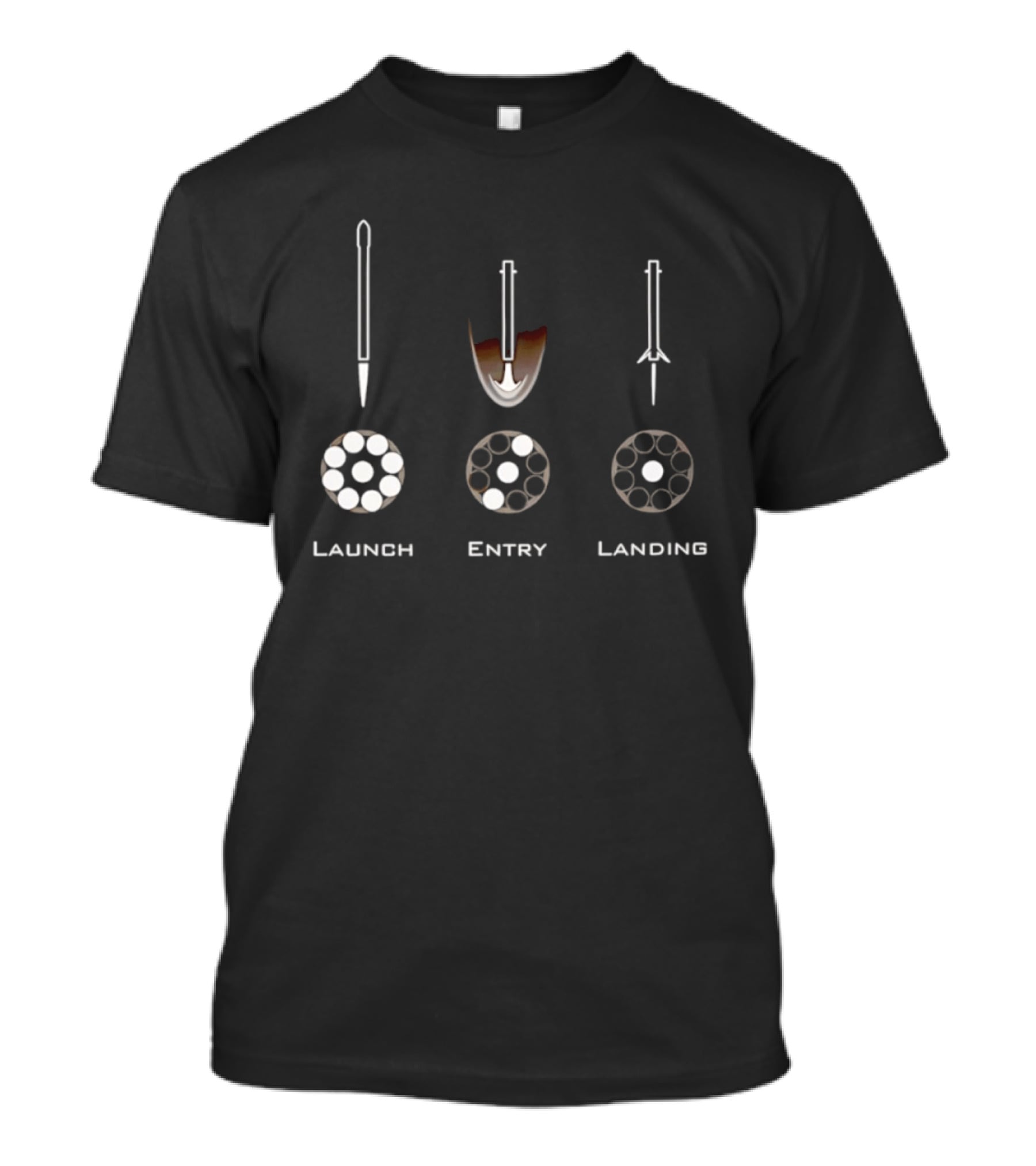 Launch Entry Landing Falcon Rocket Phases T-Shirt