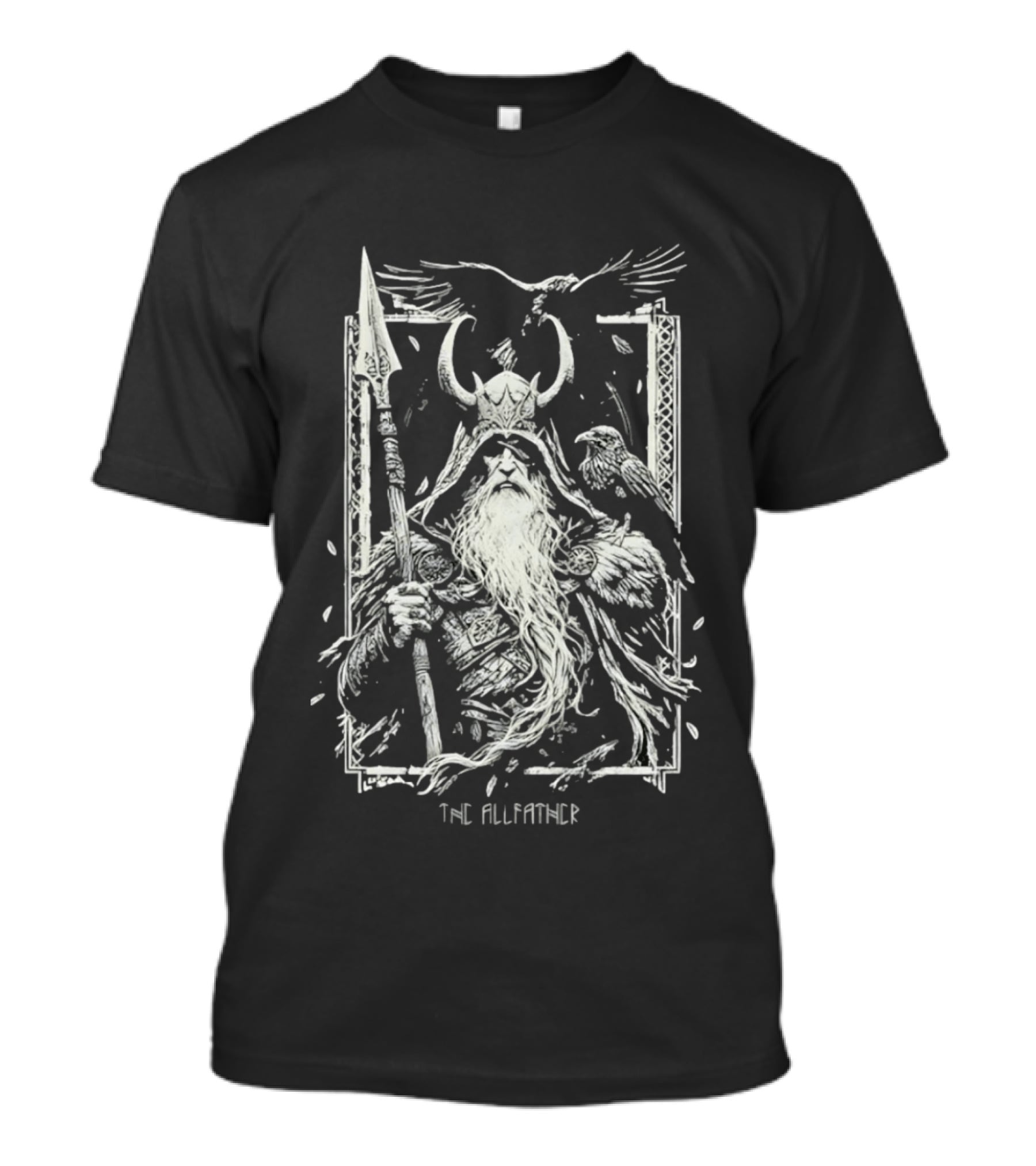The Allfather Viking Norse Mythology Odin Ravens Spear Nordic Warrior Helm T-Shirt