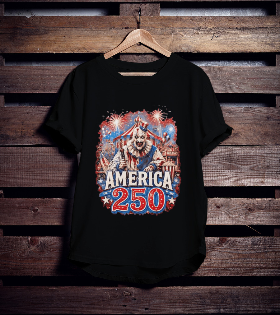 America 250 Clown Terrifier Carnival Fireworks Celebration T-Shirt
