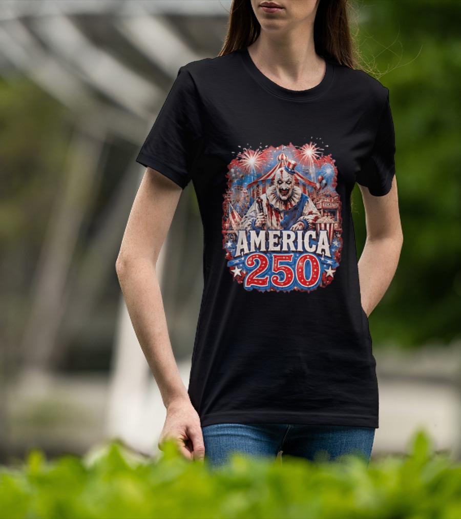 America 250 Clown Terrifier Carnival Fireworks Celebration T-Shirt