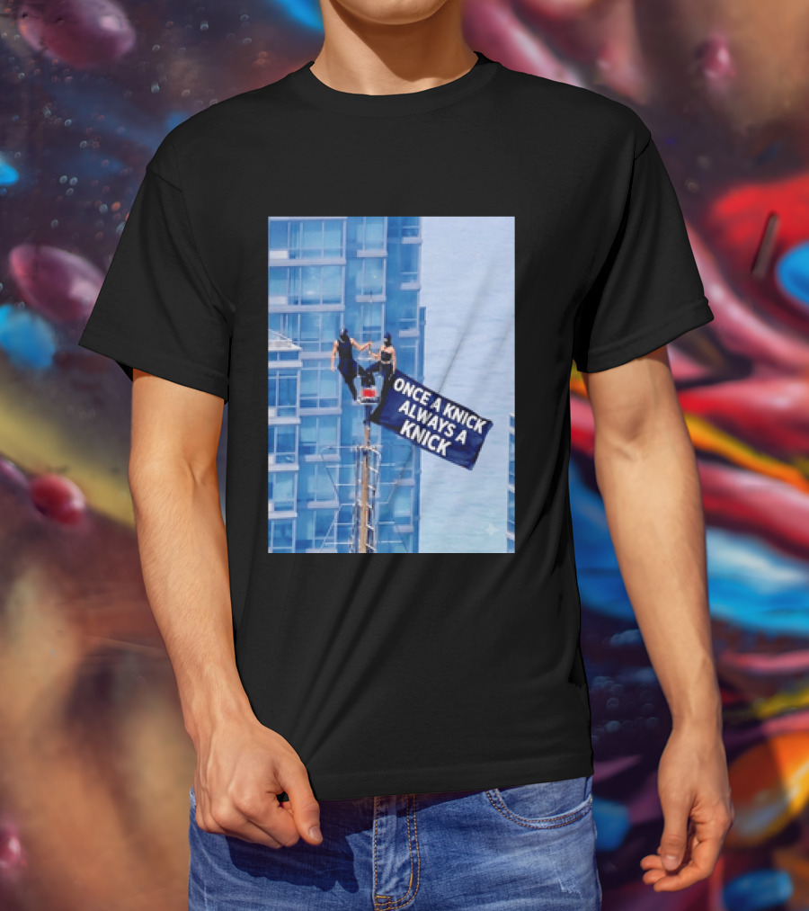 New York Knicks Once A Knick Always A Knick Flag Empire State Building NYC T-Shirt