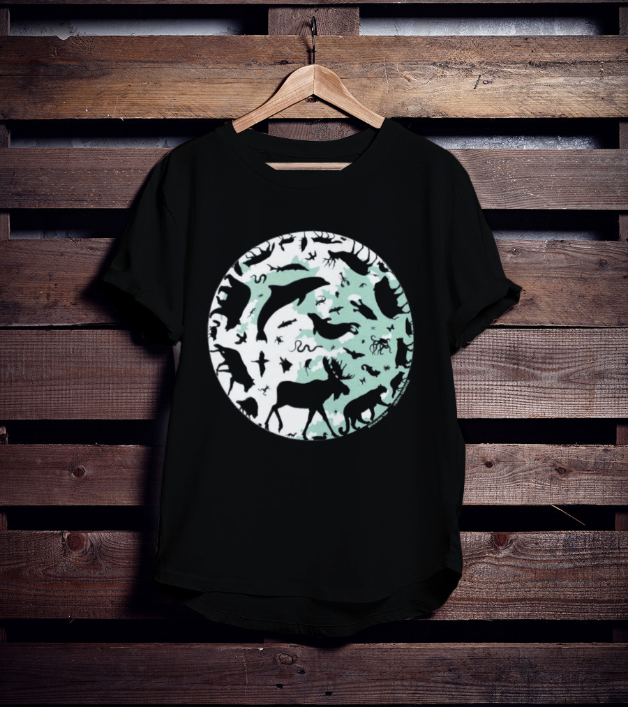 Night Animals Silhouette Circle Adult Navy 2026 T-Shirt