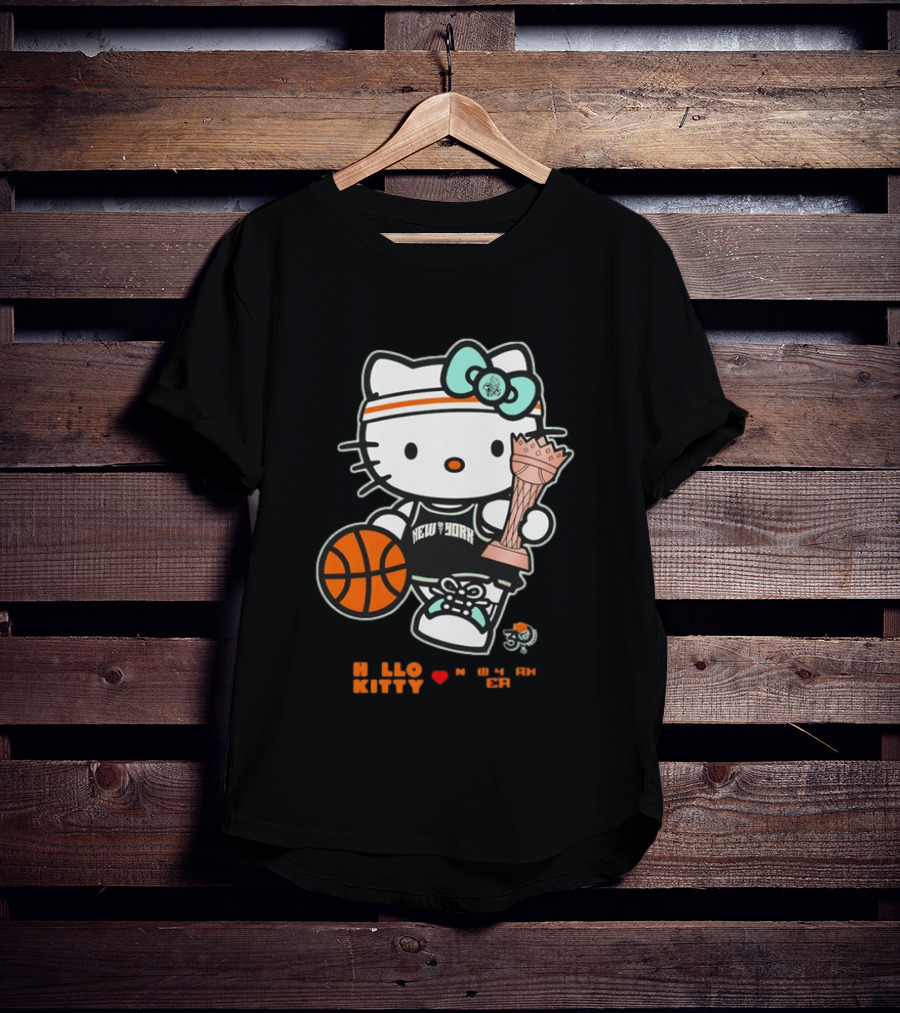 Hello Kitty New York Liberty 2026 WNBA Commissioner's Cup Basketball 30th Anniversary T-Shirt