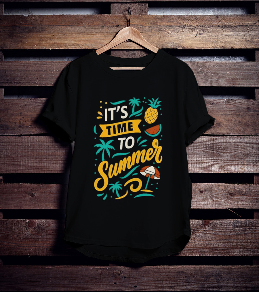 It's Time To Summer With Pineapple Watermelon Beach Umbrella T-Shirt